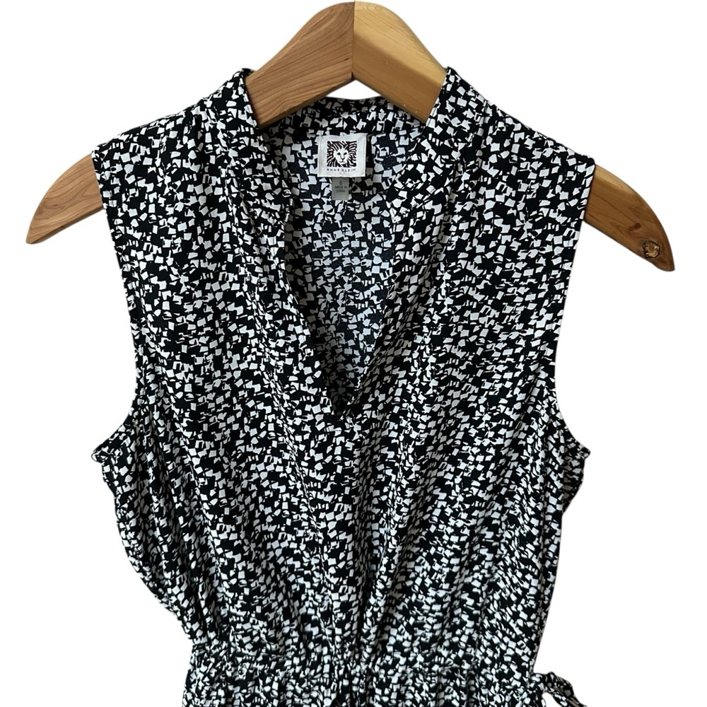 Anne Klein Black and White Patterned Midi Dress - Picture 2 of 10
